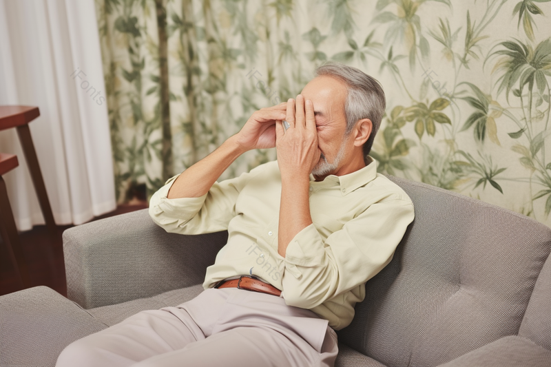 沙发上居家老人用眼疲劳,高清,摄影图,摄影图片,图片大全,摄影图免费下载